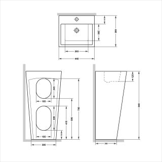 Раковина напольная Laguraty 883 B 44x84см белый